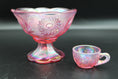 Load image into Gallery viewer, Fenton Pink Iridescent Star Flower Compote With Matching Cup
