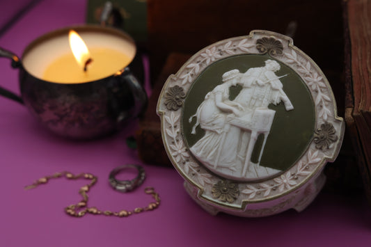 Vintage Schäfer & Vater Dresser Jasperware Box With Woman & Man Playing Instruments