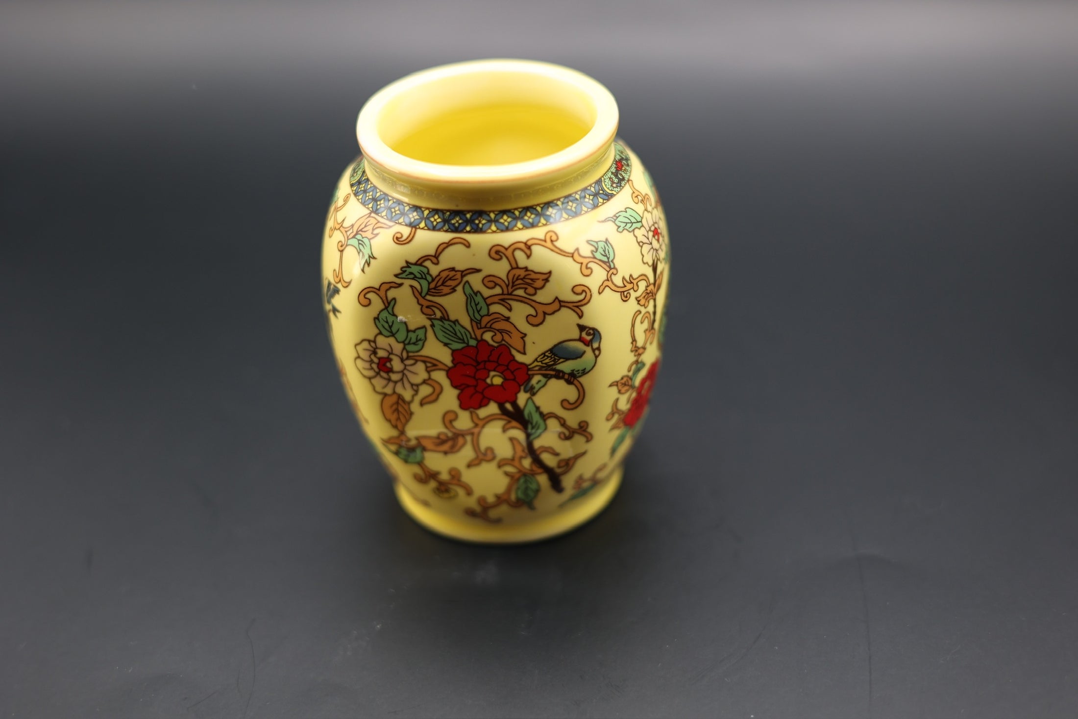 Yellow Chinese Floral Bud Vase