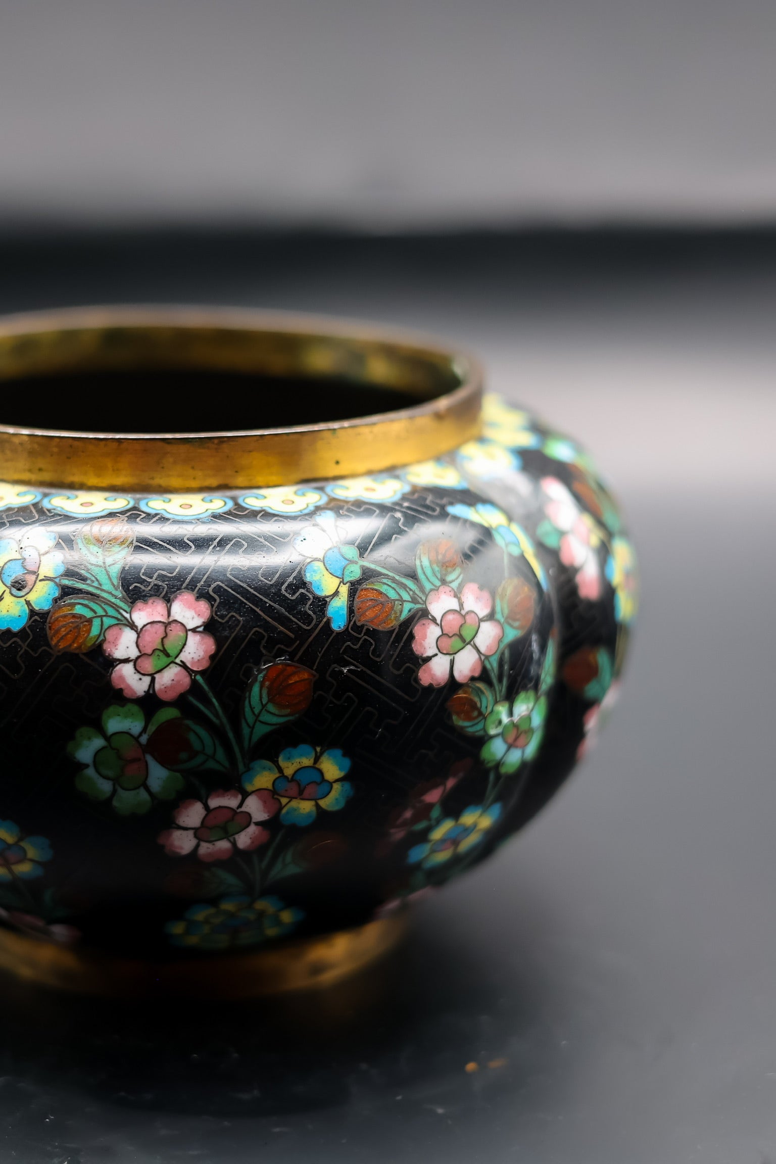 Cloisonne Black Bowl 19th Century