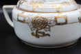 Load image into Gallery viewer, White Ceramic Lidded Server With Gold Foil Floral Detailing
