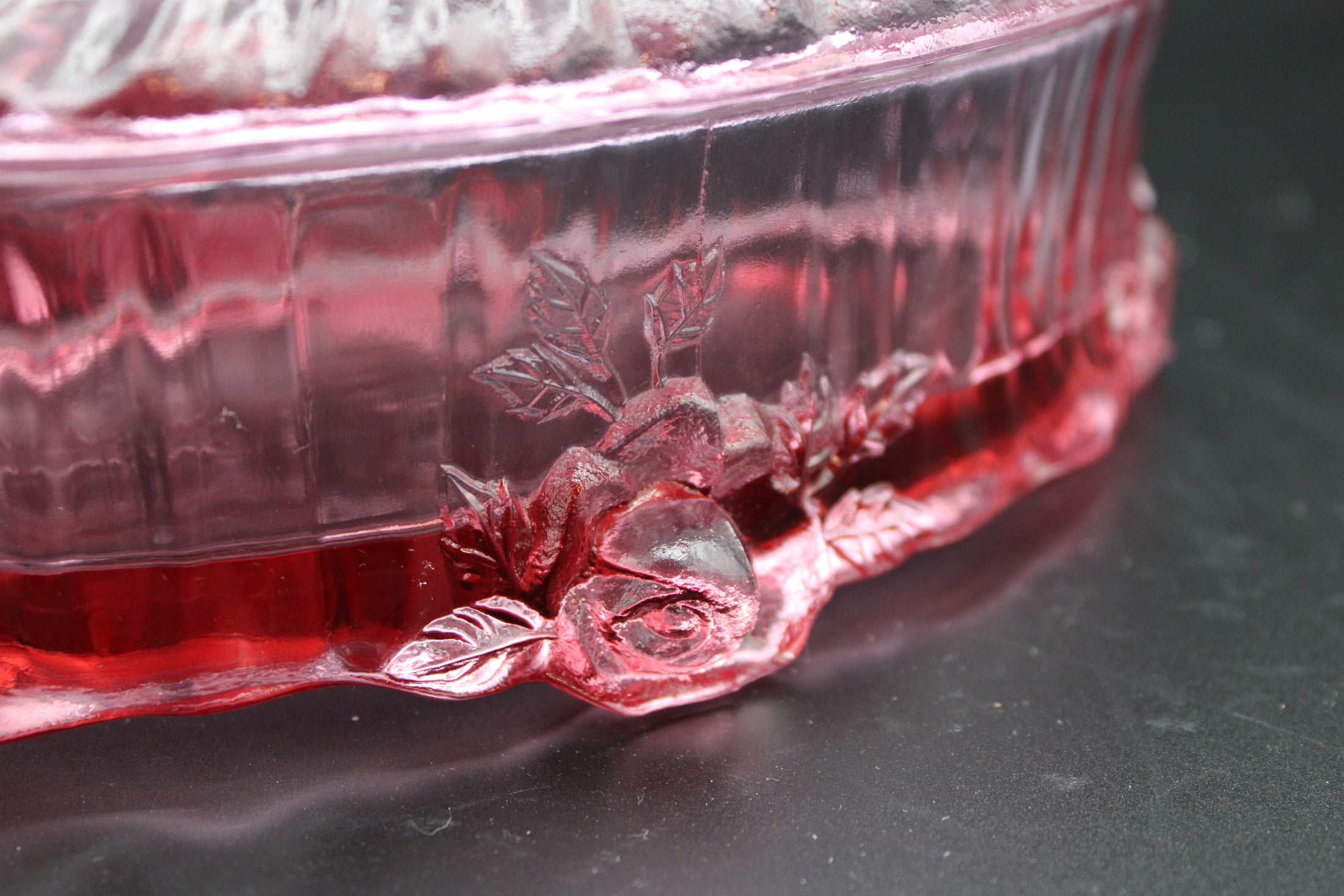 Fenton Dusty Rose Cabbage Rose Lidded Trinket Dish Set