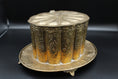 Load image into Gallery viewer, Brass Tea Caddy With Floral Detailing And Attached Footed Plate
