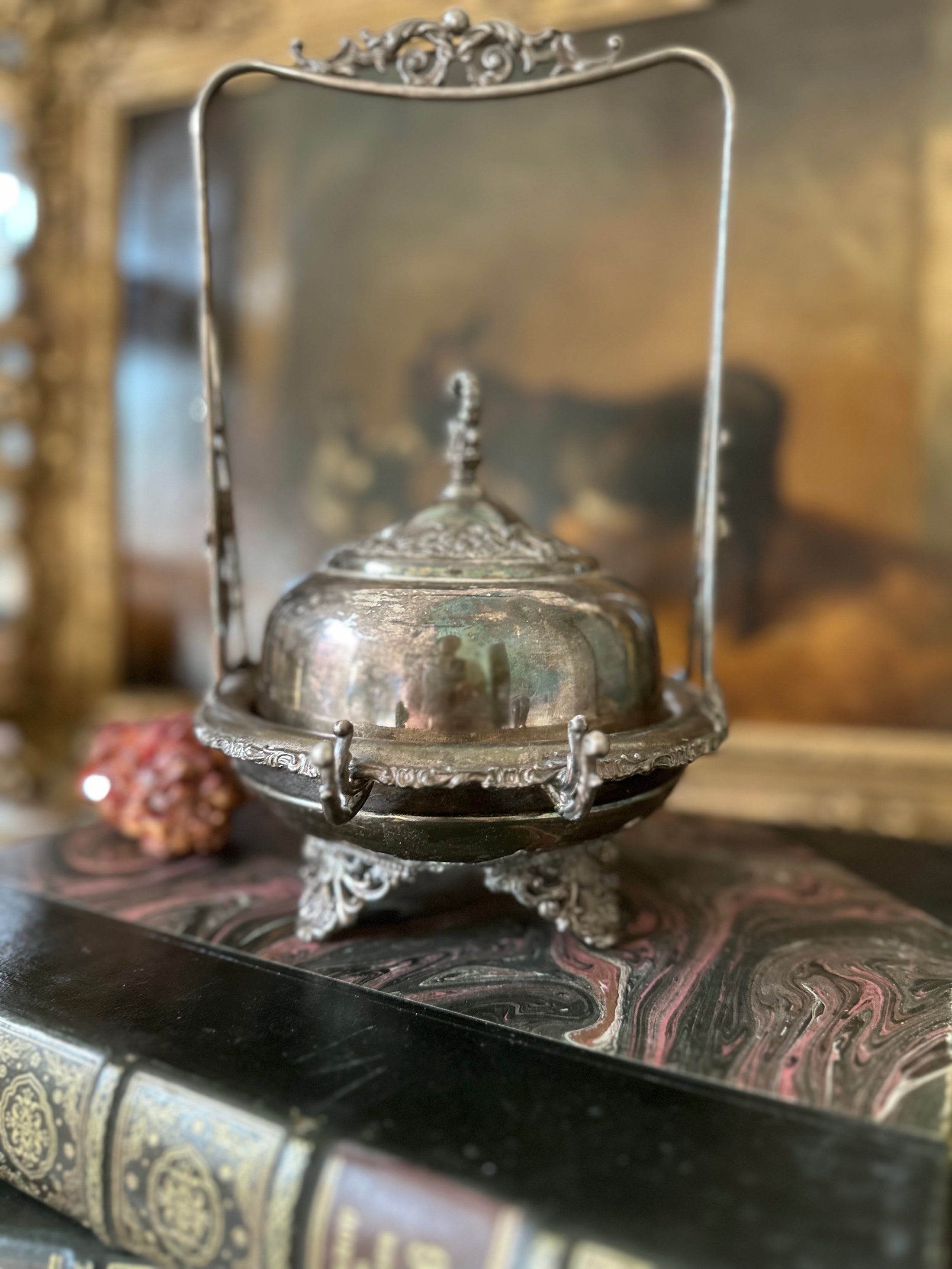 Silver Plated Butter Dish With Handle