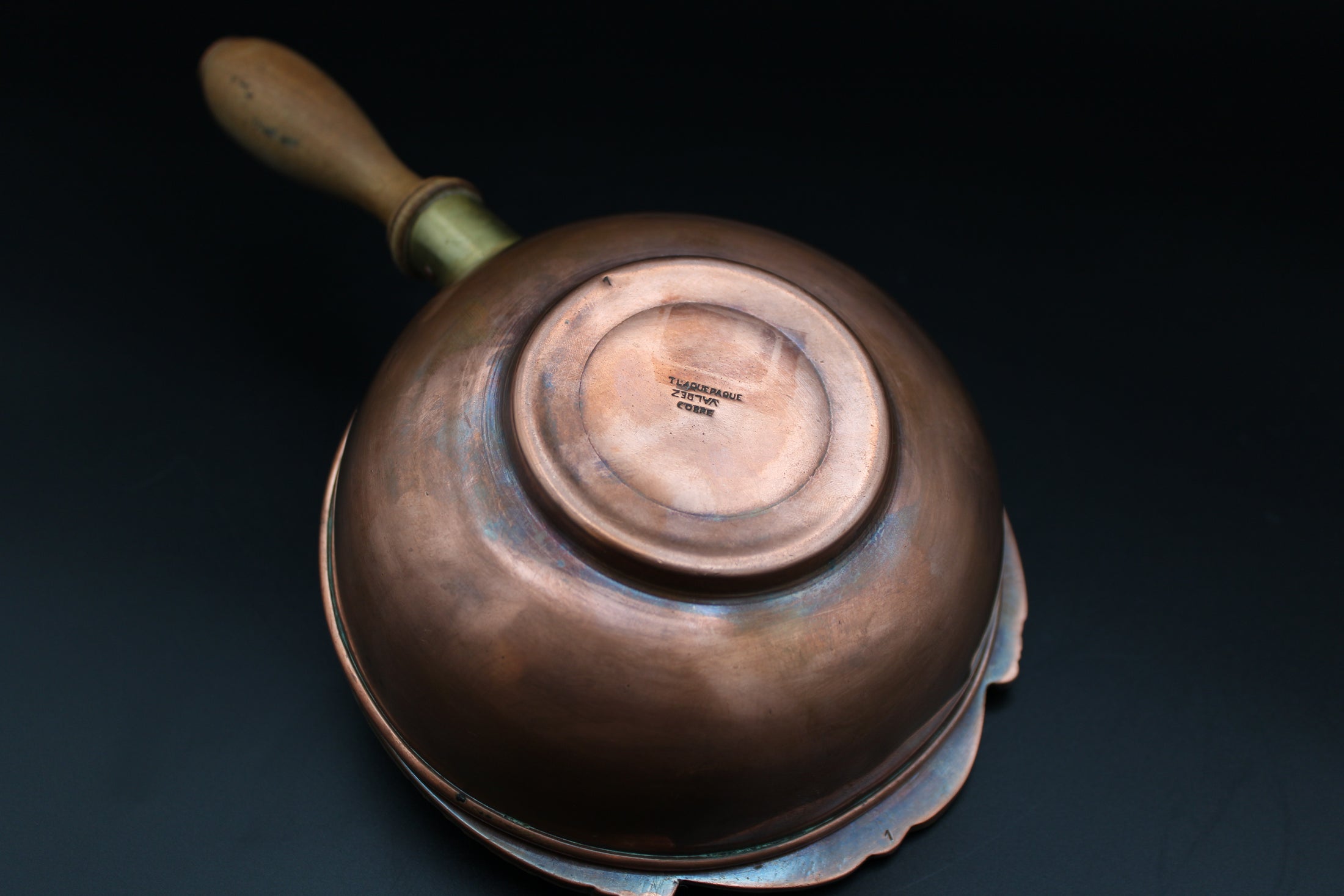 Copper Silent Butler With Brass Details and Wooden Handle - Tlaquepaque