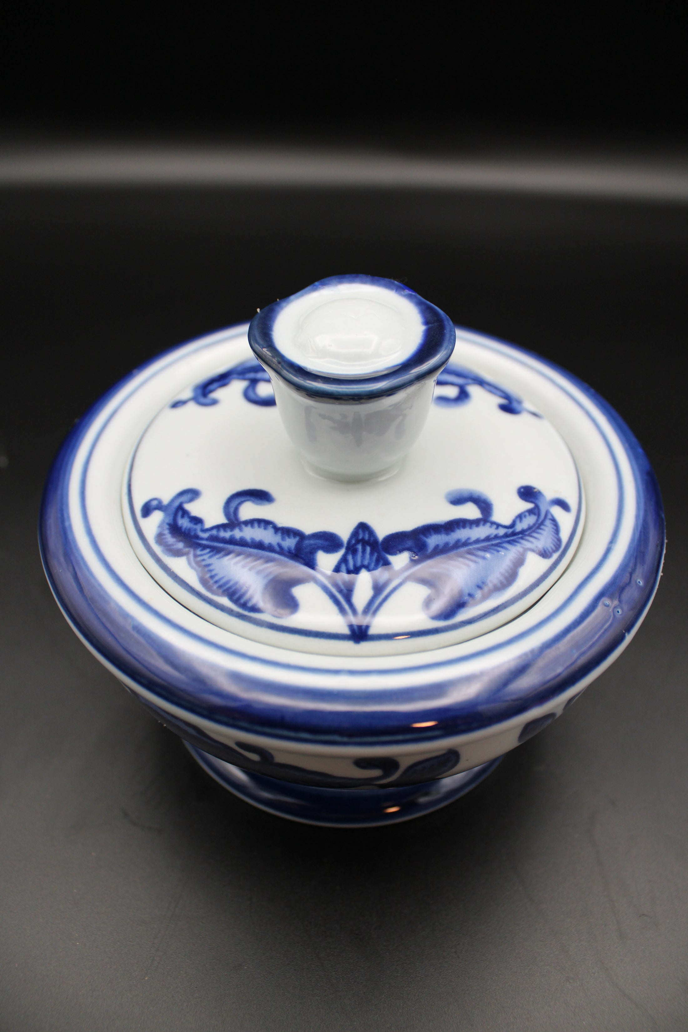 The Bombay Company Blue and White Ceramic Lidded Dish