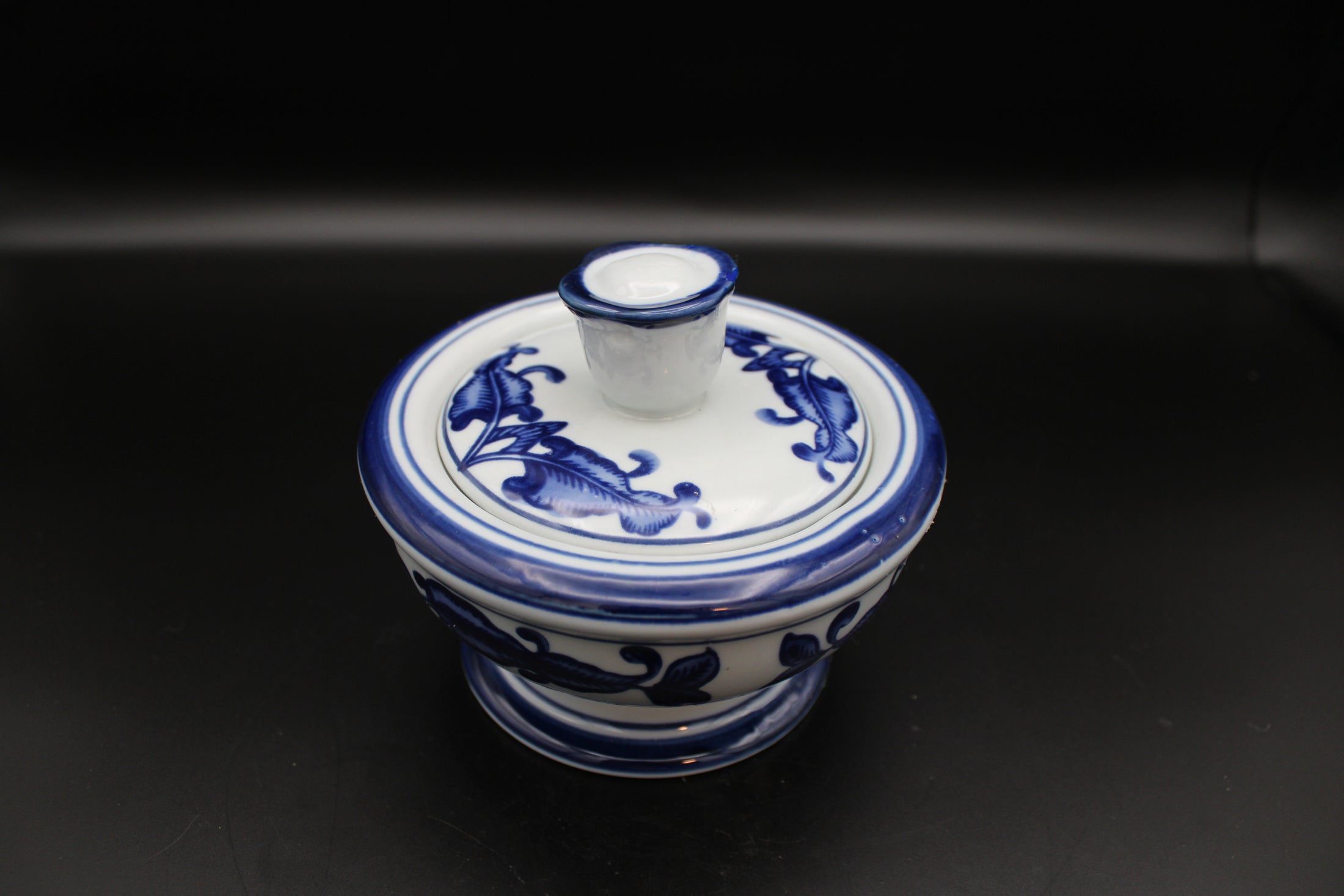 The Bombay Company Blue and White Ceramic Lidded Dish