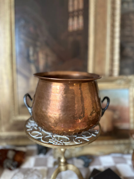 Copper Pot With Cast Metal Handles