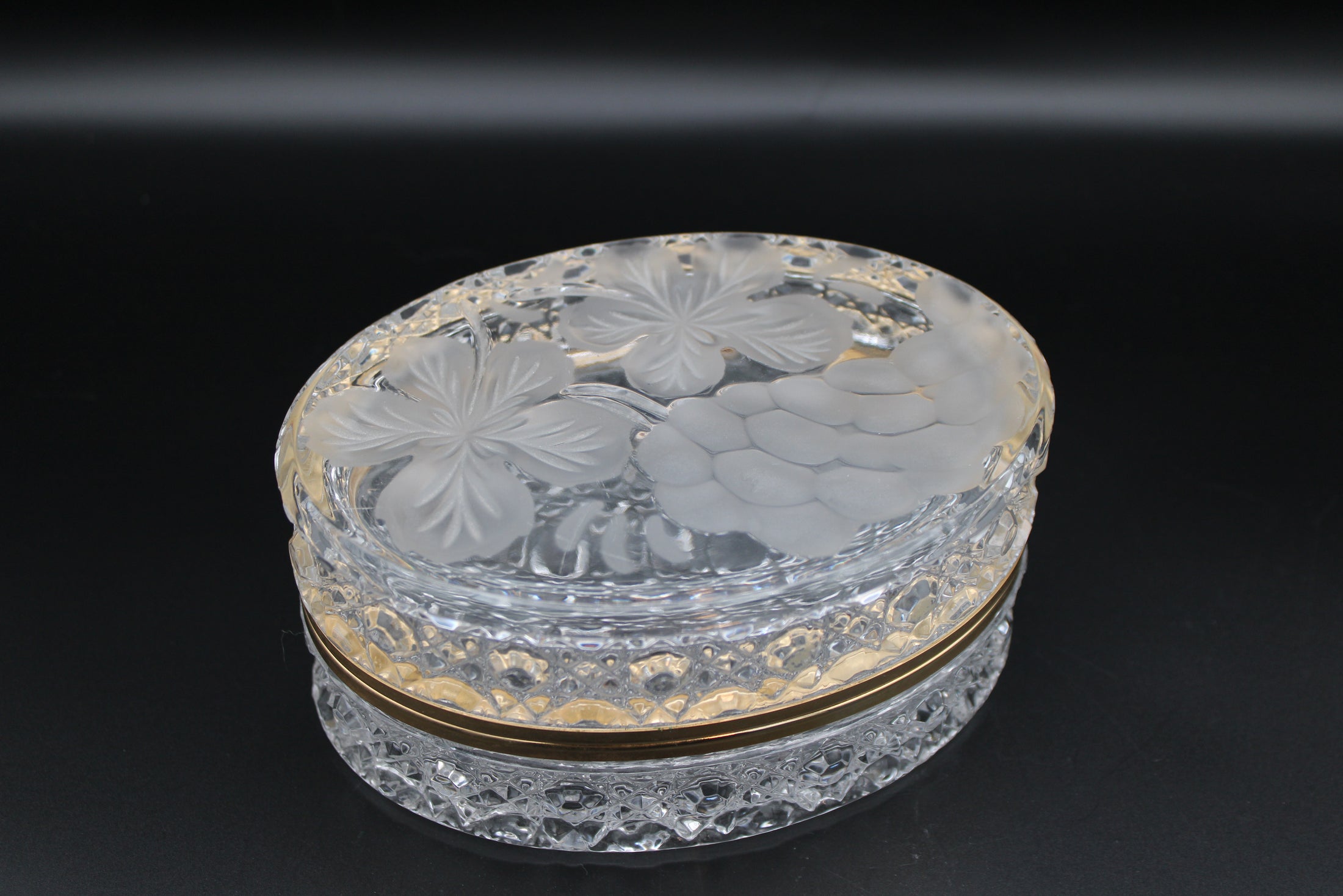 Crystal Oval Casket Button Design And Floral Etched Design