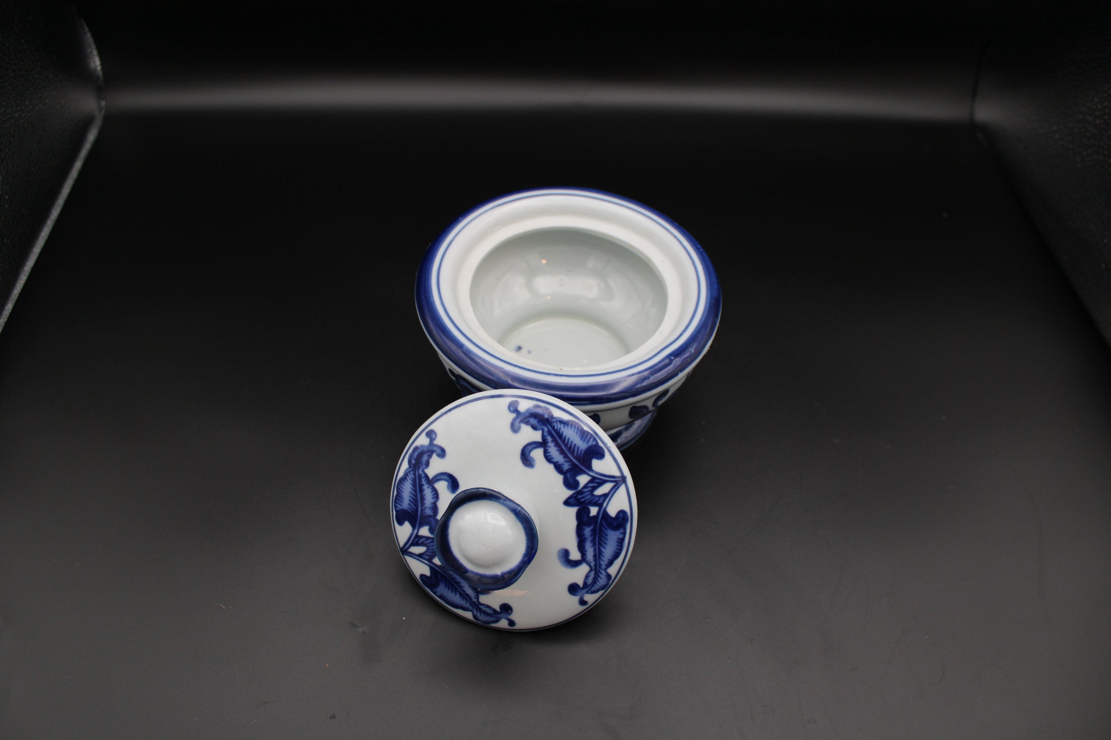 The Bombay Company Blue and White Ceramic Lidded Dish