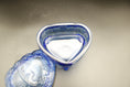 Load image into Gallery viewer, Blue Uranium Glass Heart Shaped Lidded Footed Trinket Dish
