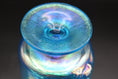 Load image into Gallery viewer, Fenton Blue Iridescent Lidded Compote With Cat
