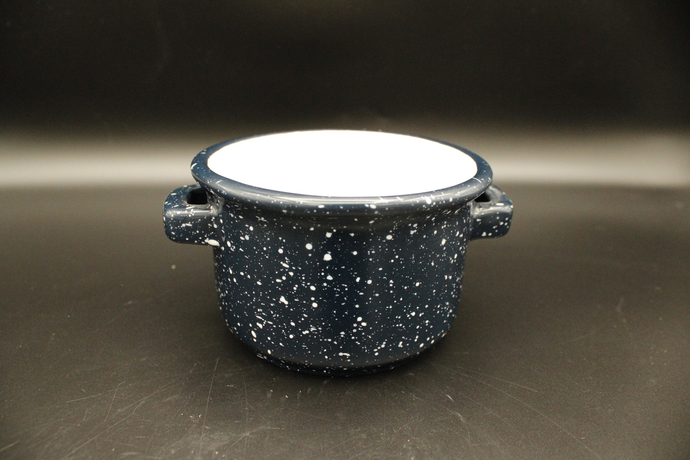 Dark Blue Ceramic Two Handled Cup