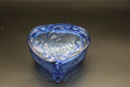 Load image into Gallery viewer, Blue Uranium Glass Heart Shaped Lidded Footed Trinket Dish
