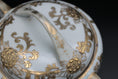 Load image into Gallery viewer, White Ceramic Lidded Server With Gold Foil Floral Detailing
