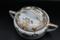 Load image into Gallery viewer, White Ceramic Lidded Server With Gold Foil Floral Detailing
