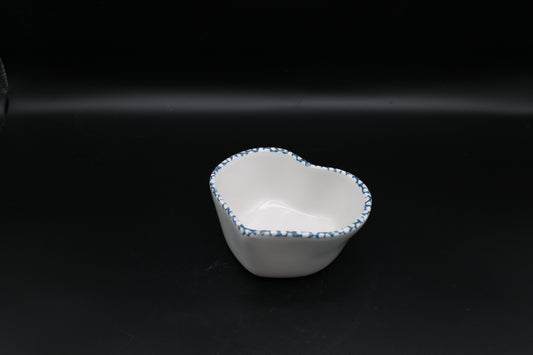 Ceramic Heart Shaped Bowl With Blue Rim Details