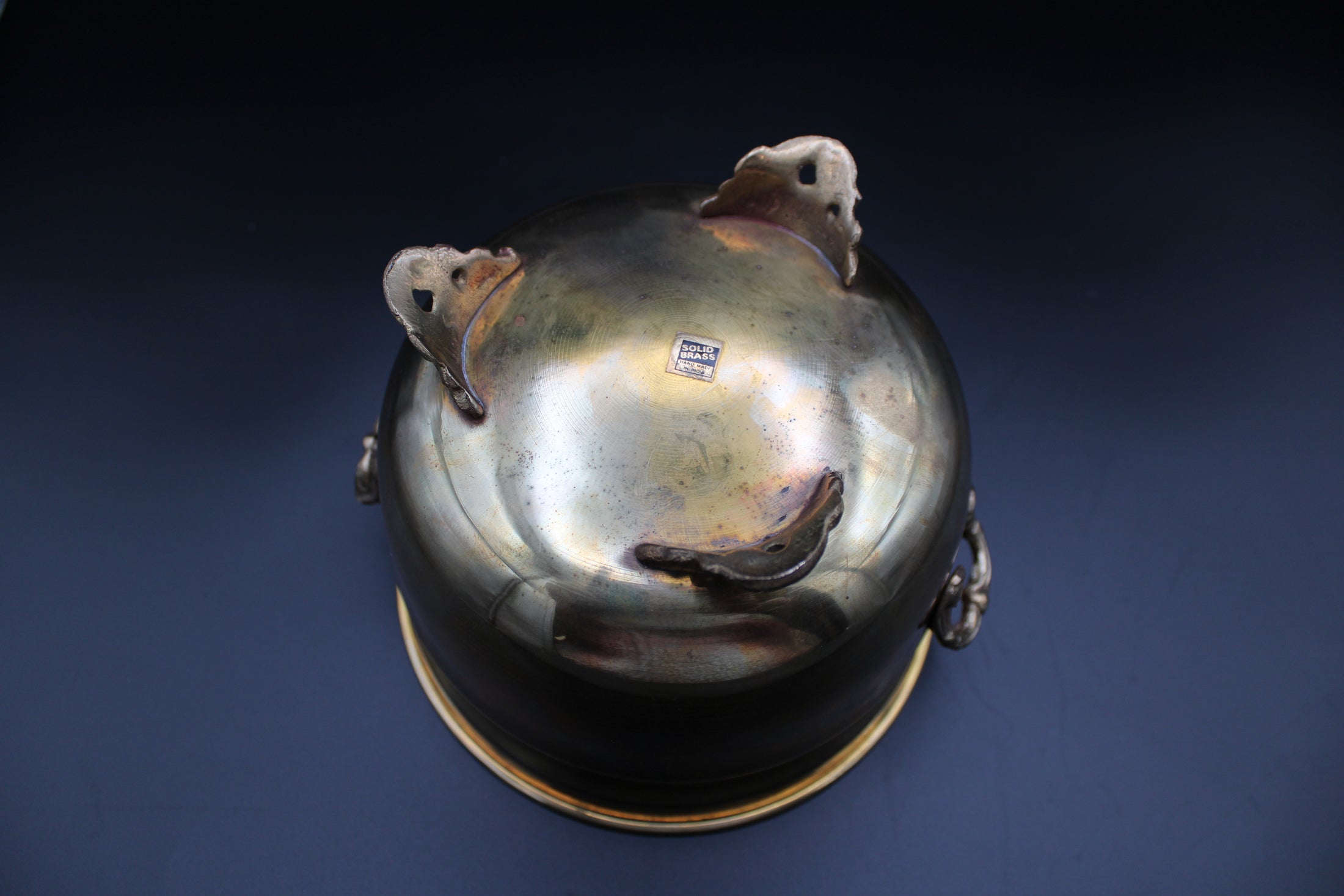 Brass Footed Cauldron With Handles