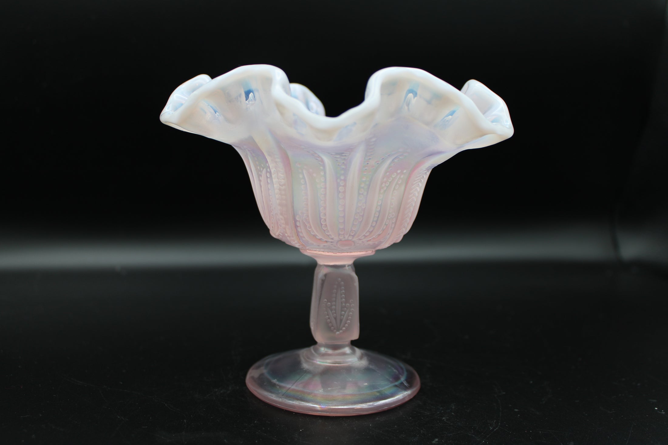 Fenton Iridescent Opalescent Pink Cactus Compote