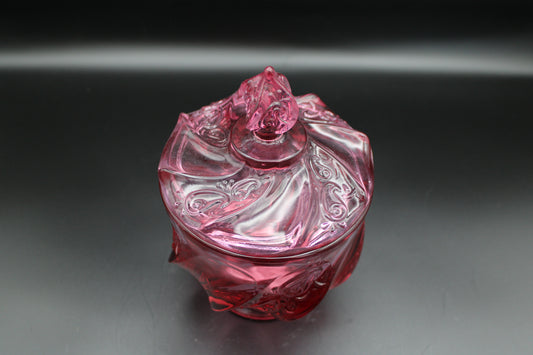 Fenton Dusty Rose Swirly Lidded Jar