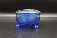 Load image into Gallery viewer, Blue Uranium Glass Heart Shaped Lidded Footed Trinket Dish
