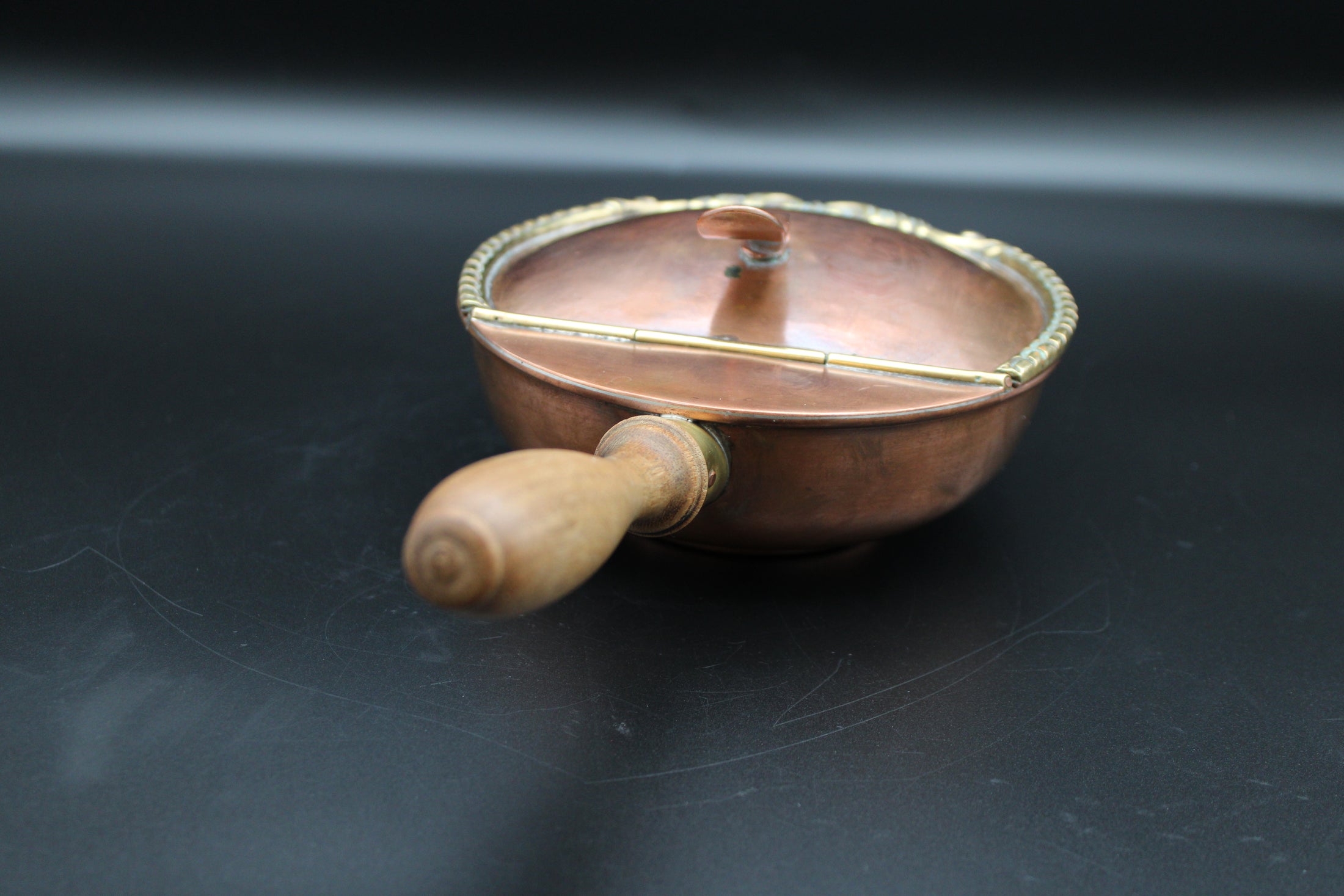 Copper Silent Butler With Brass Details and Wooden Handle - Tlaquepaque