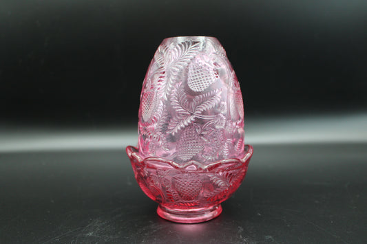 Fenton Dusty Rose Strawberry Pattern Fairy Lamp