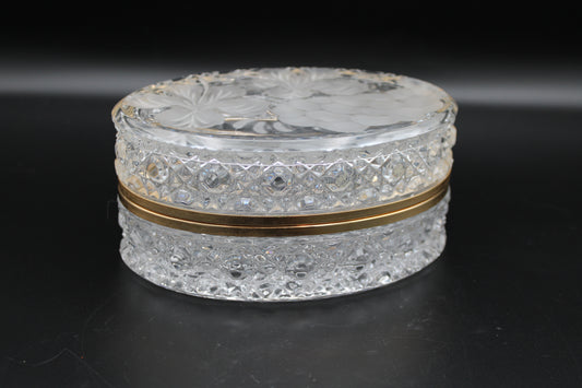 Crystal Oval Casket Button Design And Floral Etched Design