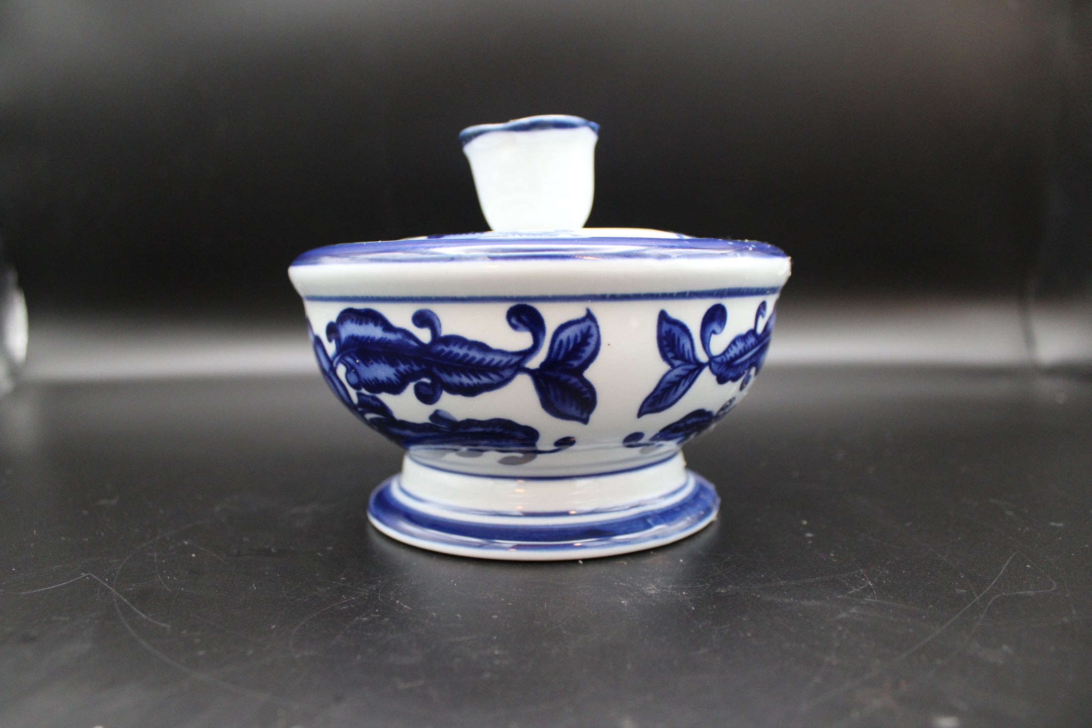 The Bombay Company Blue and White Ceramic Lidded Dish