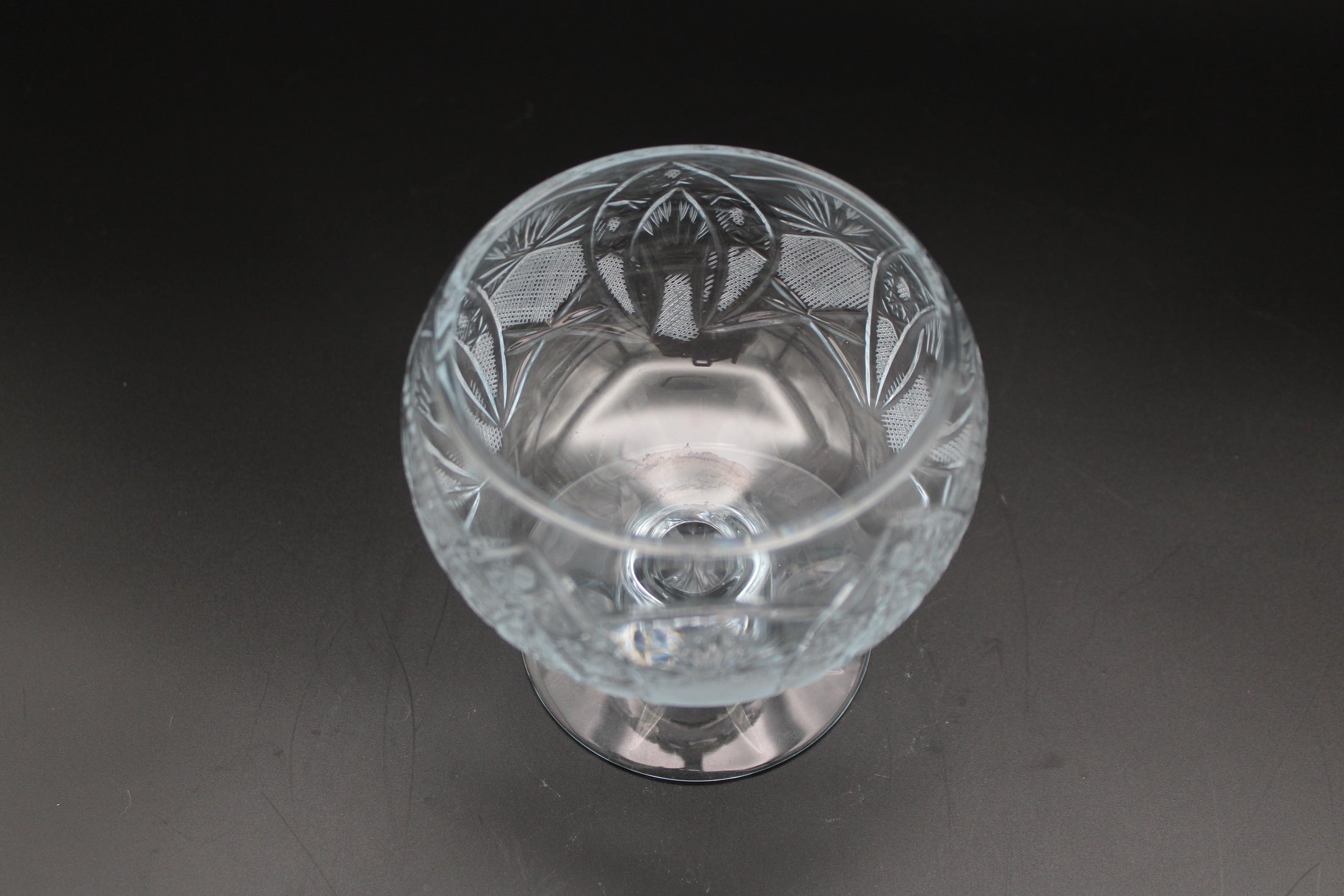 Crystal Ice Cream Bowl Etched Detailing