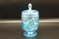 Load image into Gallery viewer, Fenton Blue Iridescent Lidded Compote With Cat
