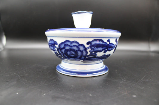 The Bombay Company Blue and White Ceramic Lidded Dish