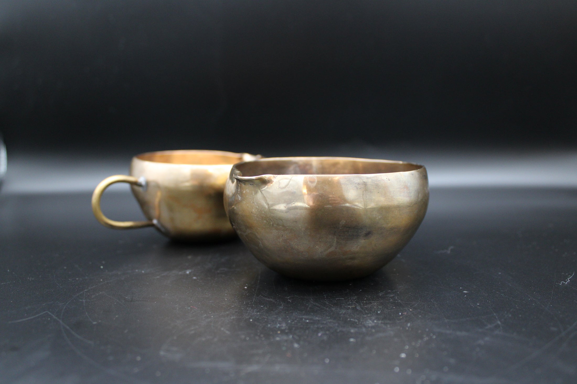 Brass Small Mug With Spout Pair