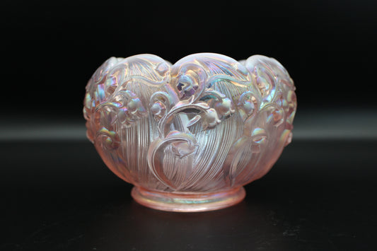 Fenton Lily of the Valley Pink Iridescent Glass Bowl