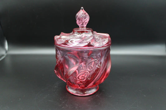 Fenton Dusty Rose Swirly Lidded Jar