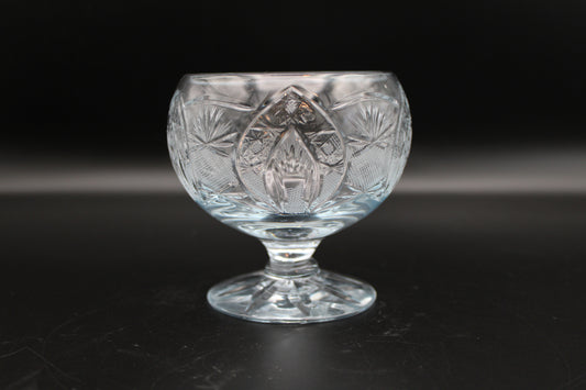 Crystal Ice Cream Bowl Etched Detailing