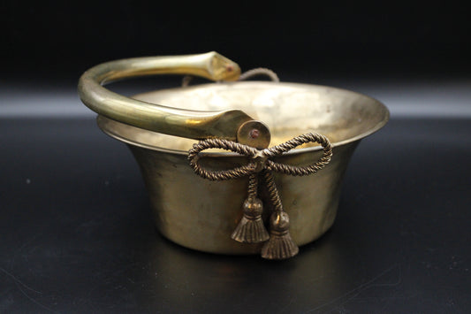 Brass Basket With Handle & Bows