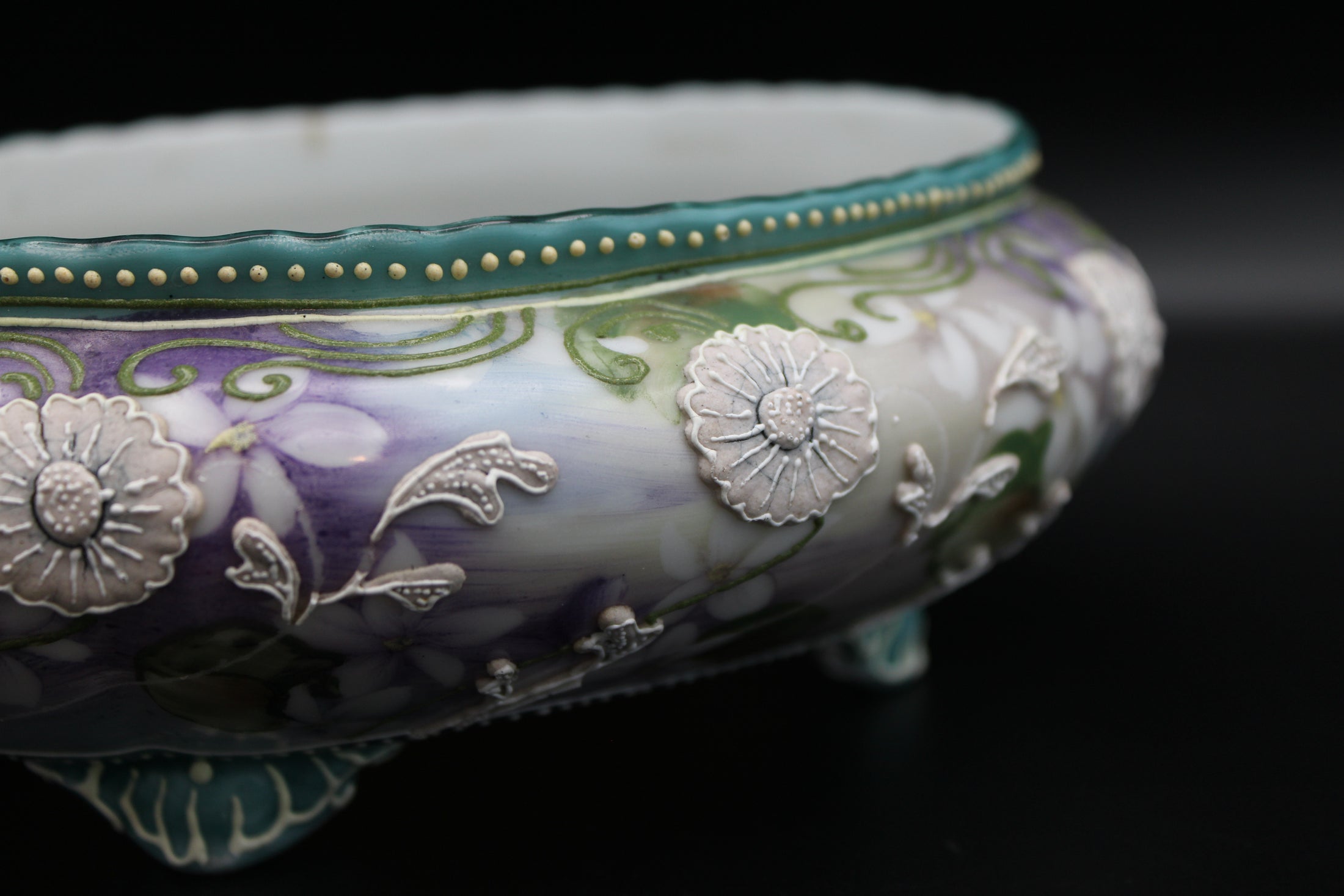 Purple Floral Porcelain Footed Bowl