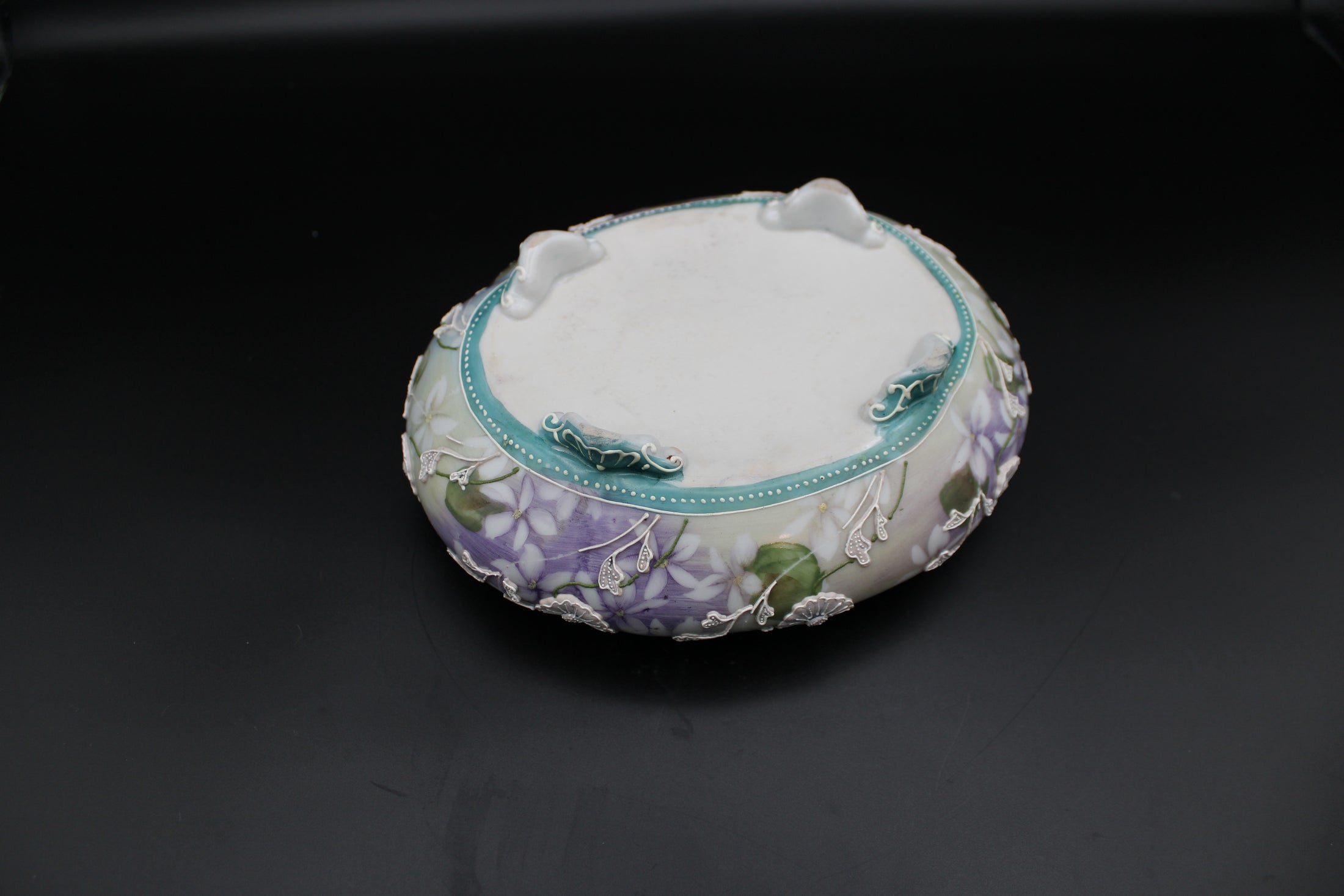 Purple Floral Porcelain Footed Bowl