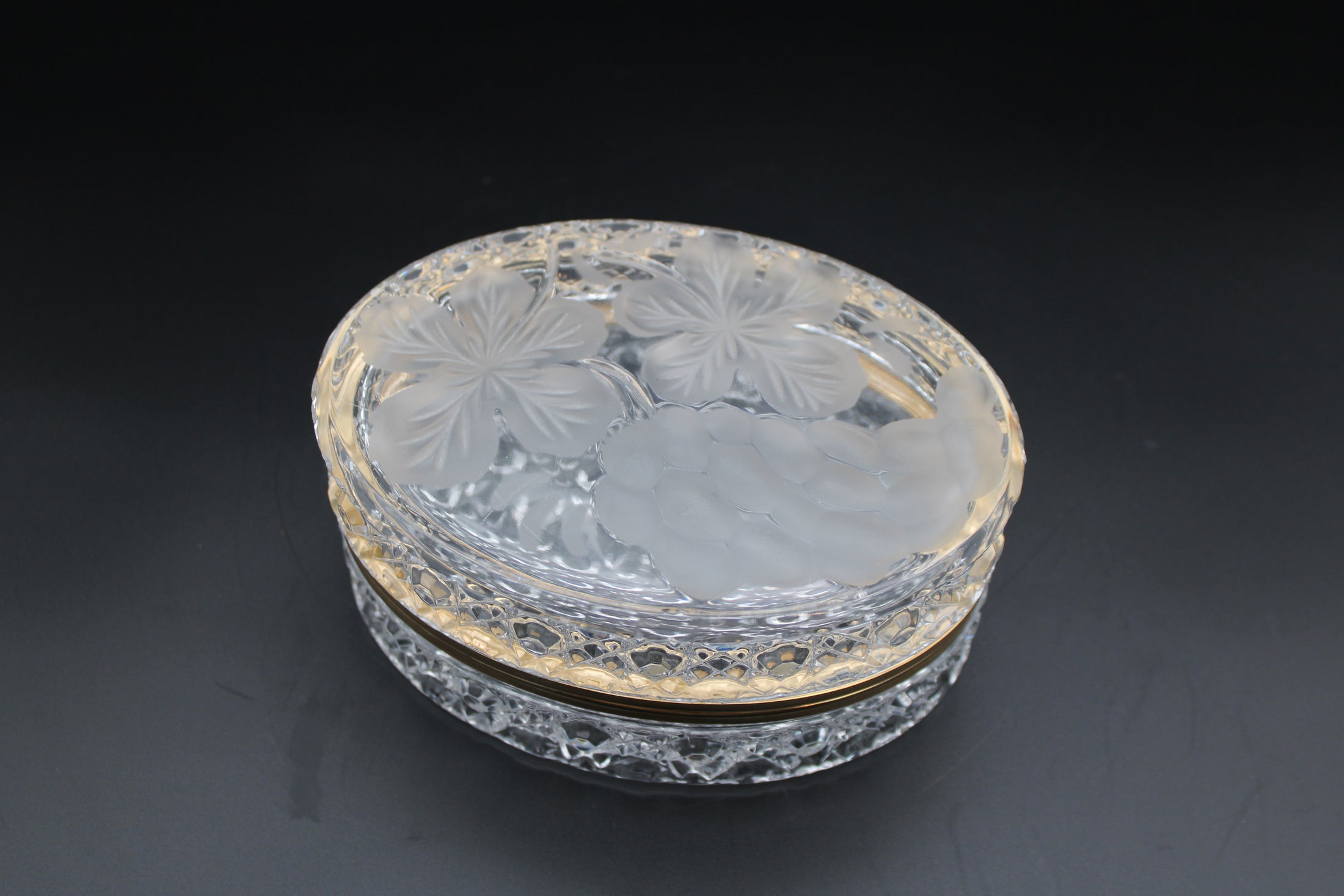 Crystal Oval Casket Button Design And Floral Etched Design