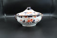 Load image into Gallery viewer, Blue, White, & Orange Lidded Semi-Porcelain Tureen
