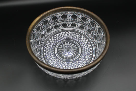 Crystal Round Bowl Brass Edge