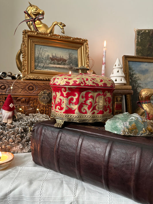 Red and Gold Chinese Hand Painted Urn