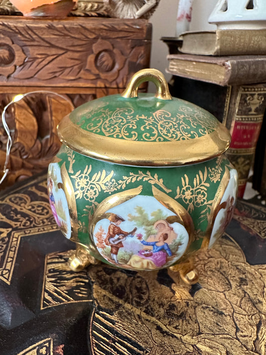 Limoges Green Lidded Dish