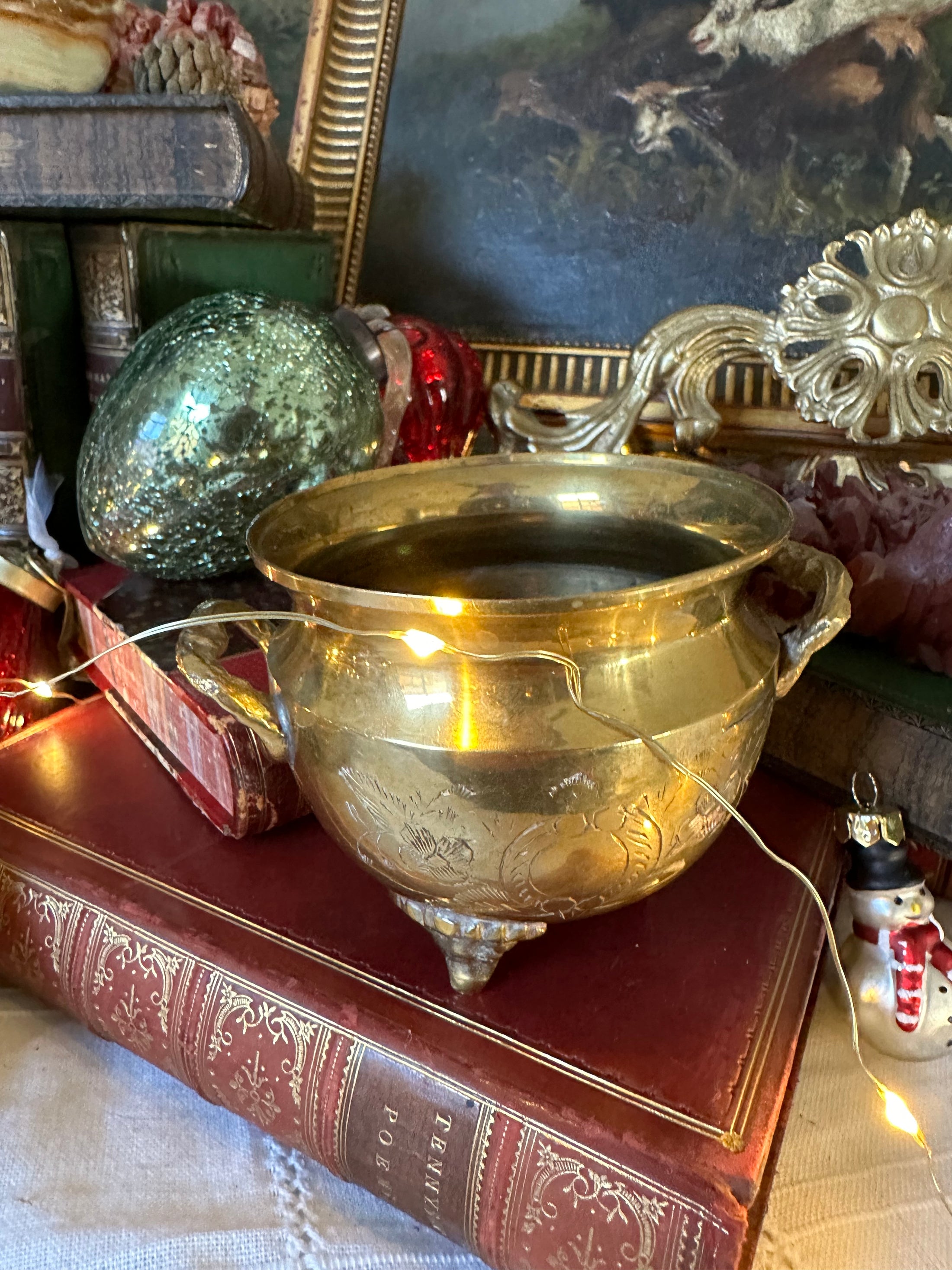 Brass Bowl With Handle and Feet