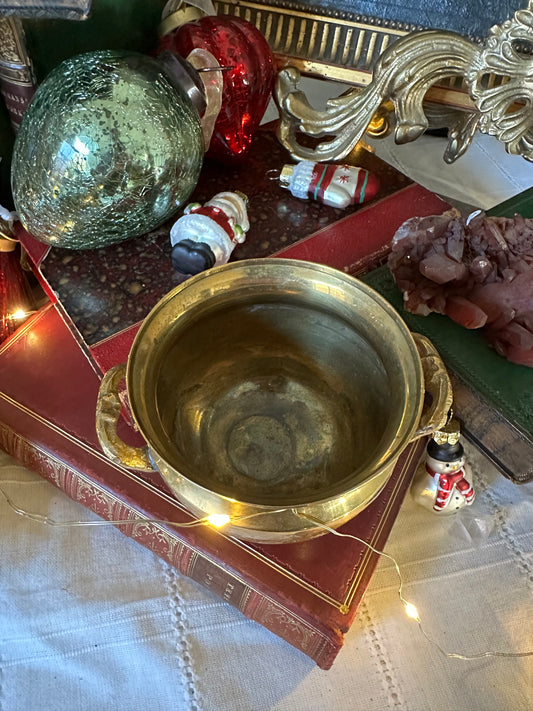 Brass Bowl With Handle and Feet