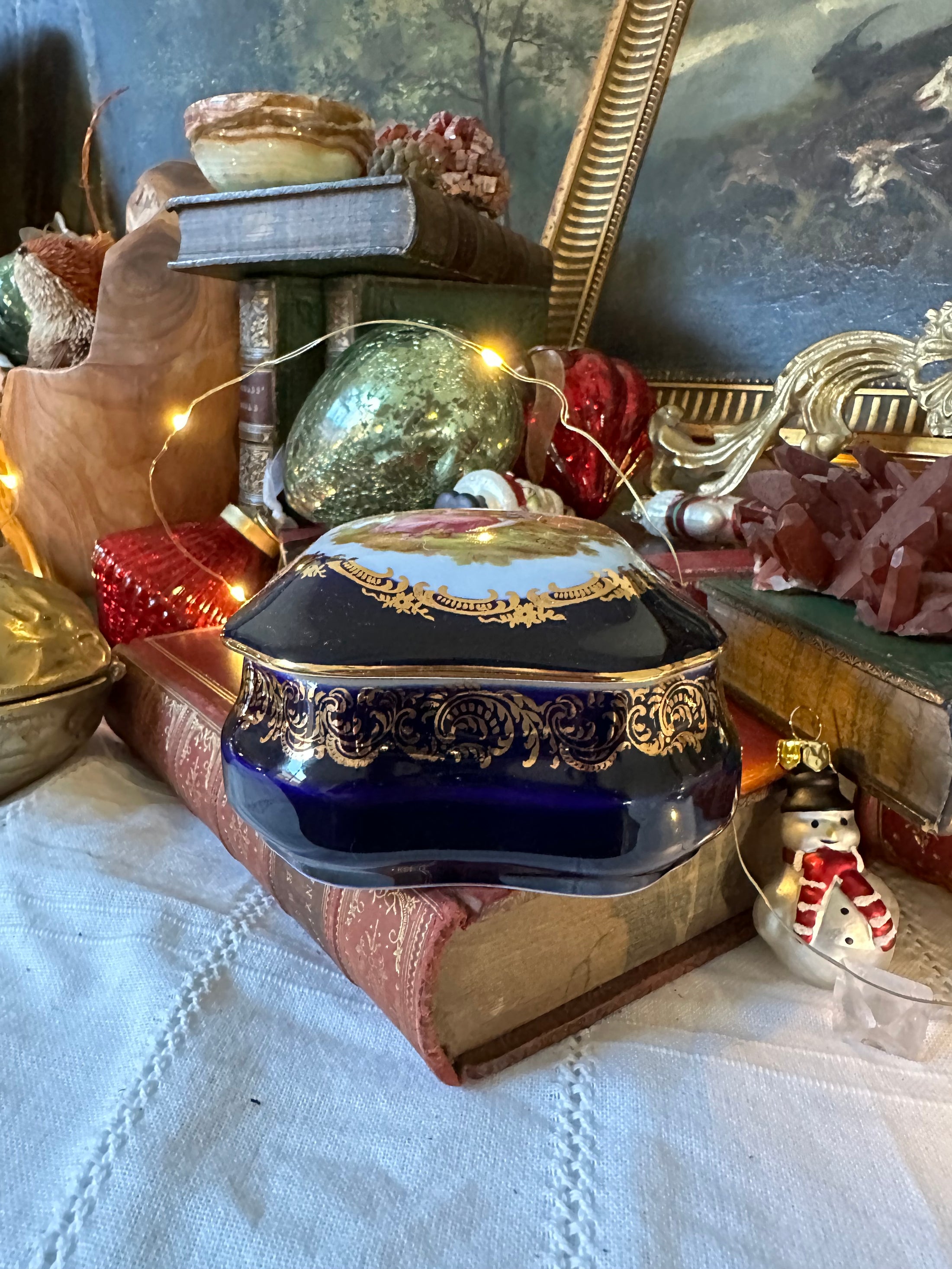 Limoges Blue Lidded Dish