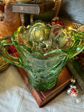 Load image into Gallery viewer, Vintage Fenton Green Strawberry Vase
