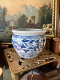 Load image into Gallery viewer, Porcelain Blue and White Cachepot With Chinoiserie
