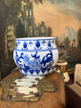 Load image into Gallery viewer, Blue and White Porcelain Mini Planter With Chinoiserie Pattern
